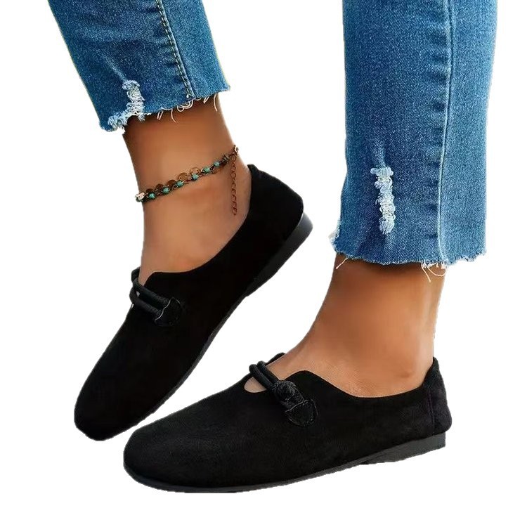 Ultra-soft Sweet Suede Round-toe Flat Lace-up Womens Shoes - Image 6