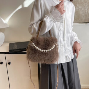 Womens Versatile Fashionable Furry Tote Bag