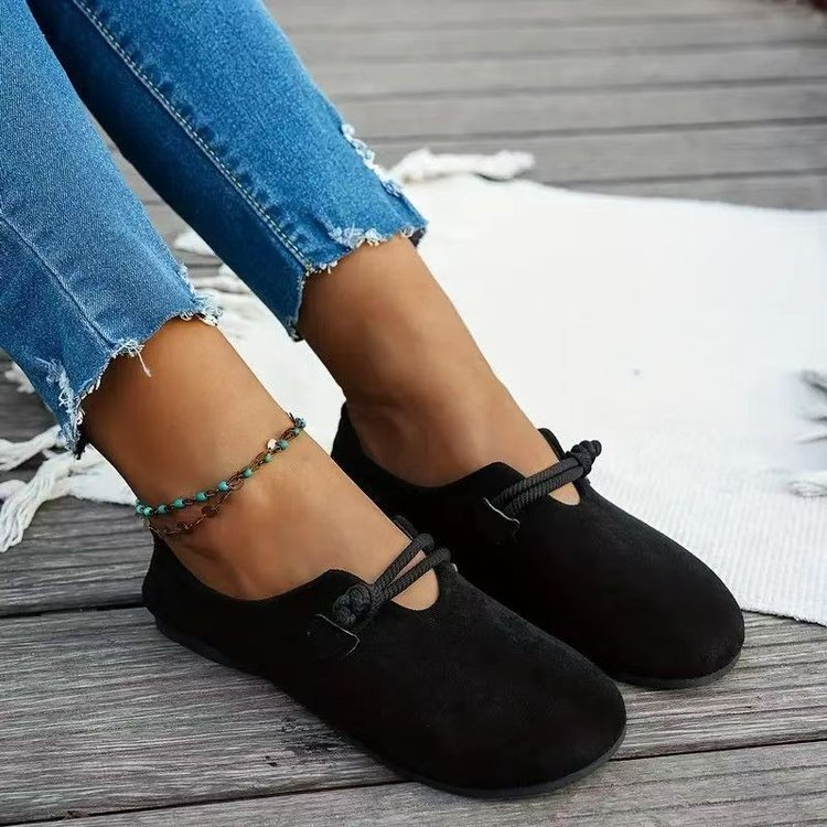 Ultra-soft Sweet Suede Round-toe Flat Lace-up Womens Shoes - Image 3