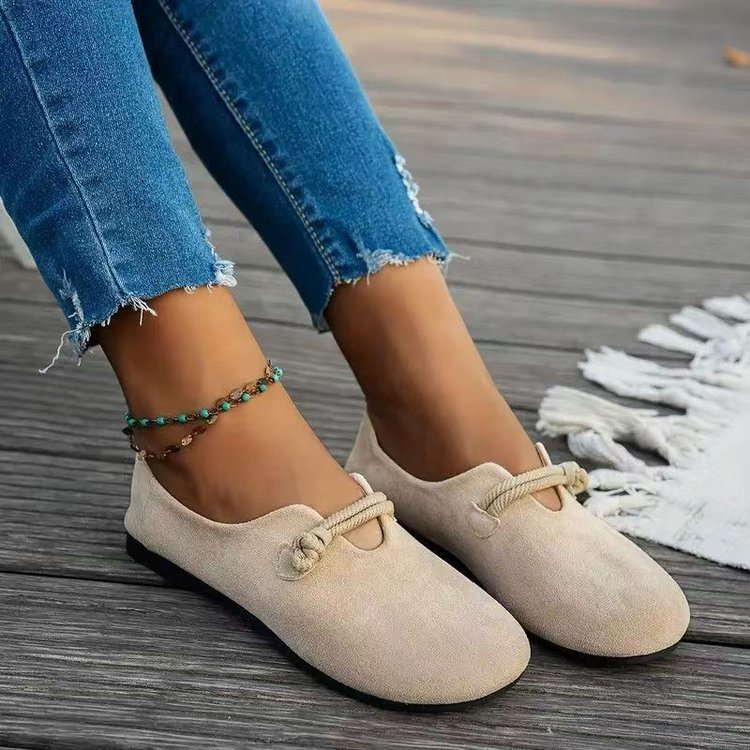 Ultra-soft Sweet Suede Round-toe Flat Lace-up Womens Shoes - Image 4